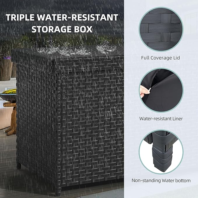 YITAHOME 260 Gallon Wicker Deck Box, XXL All-Weather Outdoor Storage Box, Extra Large Rattan Storage Bin for Patio Furniture, Outdoor Cushions, Pool Storage and Garden Tools (Black)