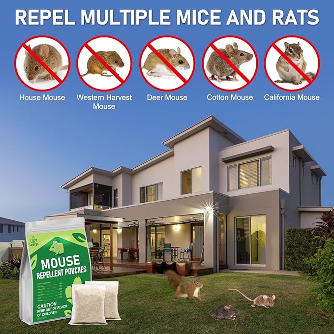 30 Pack Mouse Repellent Pouches,Rodent Repellent for Car Engines,Mouse deterrents That Works,Peppermint Oil to Repel Mice and Rat