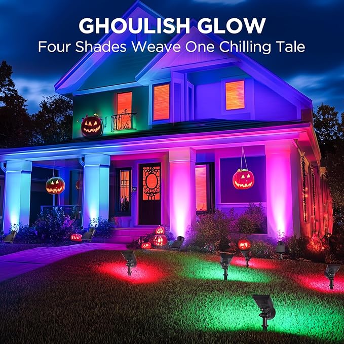 InnoGear Solar Lights Outdoor Waterproof Halloween Christmas Solar Garden Light for Outside Yard Landscape Lighting Pathway Spot Lights Spotlight Wall Light, 4 Pack (Red, Green, Violet Purple, Blue)