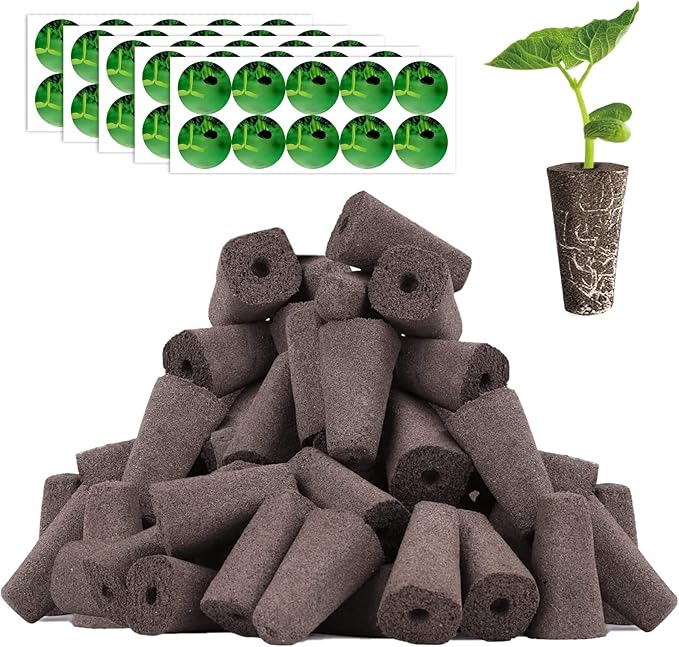 100pcs Square Pods for Hydroponics Growing System, 50pcs Square Grow Sponges with 50pcs Pods Labels, Supplies Replacement, Compatible with IDOO, QYO, LYKO