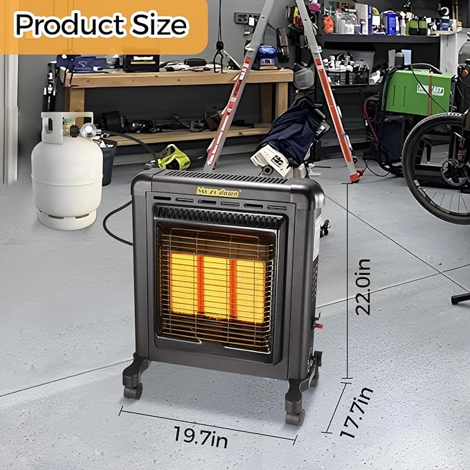 15000 BTU Propane Heater Indoor and Outdoor use, 3 Heating Mode Propane LP Gas Heater with ODS & Tip-Over Protection, Portable buddy heater for Garage, Camping, Yards, Patio