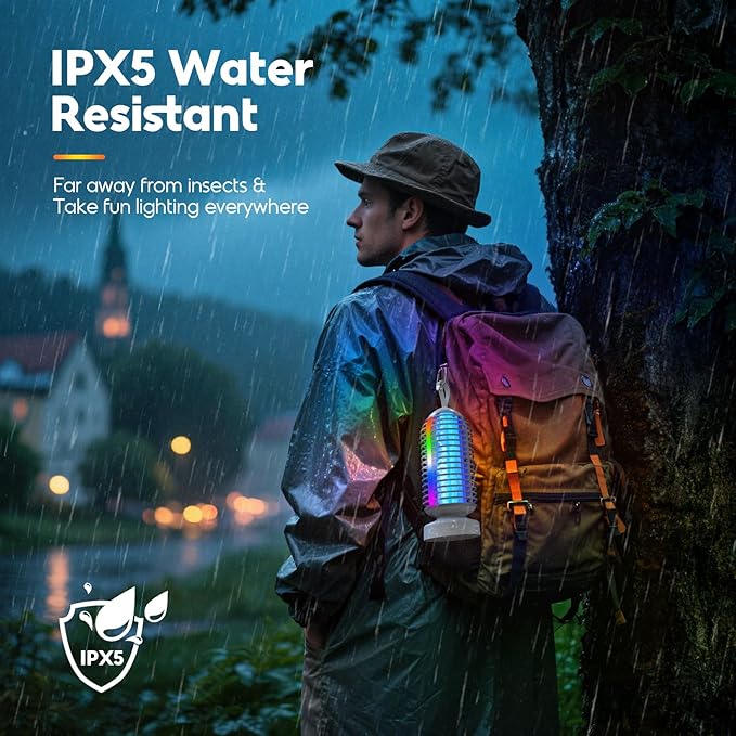 Bug Zapper with Marquee Light, Mosquito Zapper Indoor Outdoor, 4000mAh, Smart Auto On/Off Rechargeable Fly Zapper, Portable Waterproof Insect Killer for Home, Kitchen, Patio, Camping - 2Packs, 2Colors