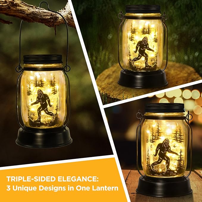 kyoryuger Bigfoot Gifts for Women/Men Bigfoot Solar Lanterns Mom Grandma Birthday Present Lantern Memorial Lights Solar Garden Decoration Outside for Yard, Patio,Backyard,Porch Torches