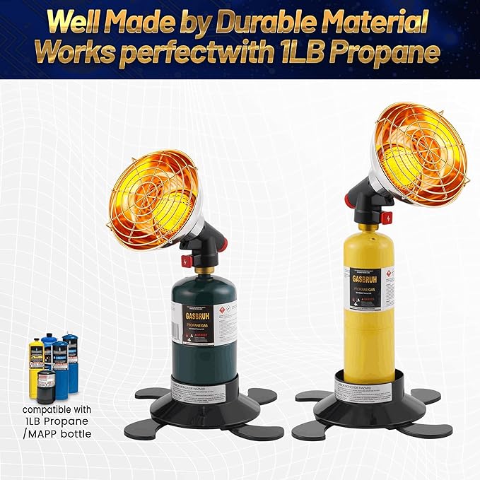 Upgraded 6800BTU Camping Heater Propane, Portable Propane Heater with Igniter,Outdoor Wireless for Camping,Hunting,Fishing,Patio, RV (TANK not included)