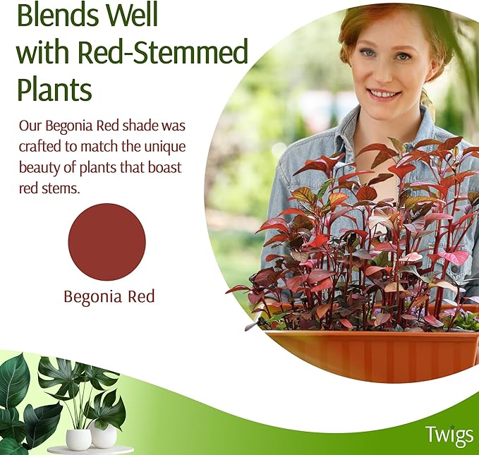 Stackable Plant Support Stakes, Stem Holder Structures for Indoor & Outdoor Use, Garden Accessories for Climbing & Potted Plants, Trellis Alternative - Begonia Red, 10 Pack, 17" L