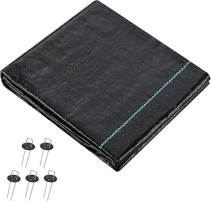 Weed Barrier Landscape Fabric, 3.2oz Premium Heavy-Duty Weed Blocker Fabric Gardening Ground Cover Mat, Weed Control Garden Cloth with U-Shaped Securing Pegs