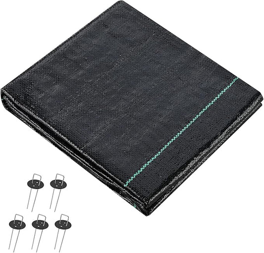 Weed Barrier Landscape Fabric, 3.2oz Premium Heavy-Duty Weed Blocker Fabric Gardening Ground Cover Mat, Weed Control Garden Cloth with U-Shaped Securing Pegs