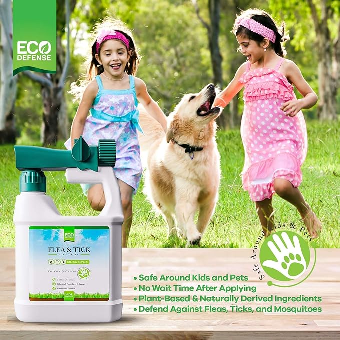 Eco Defense Flea, Tick, and Mosquito Spray for Yard and Perimeter - Safe Around Kids, Pets, Plants - Outdoor Barrier Control & Repellent - Ready-to-Spray Covers Up to 5,000 sq ft