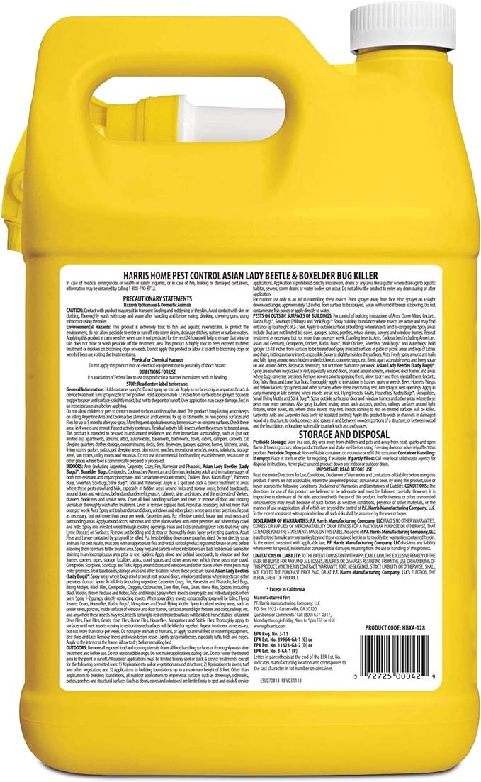 Harris Asian Lady Beetle, Japanese Beetle, and Box Elder Killer, Liquid Spray with Odorless and Non-Staining Extended Residual Kill Formula (Gallon)