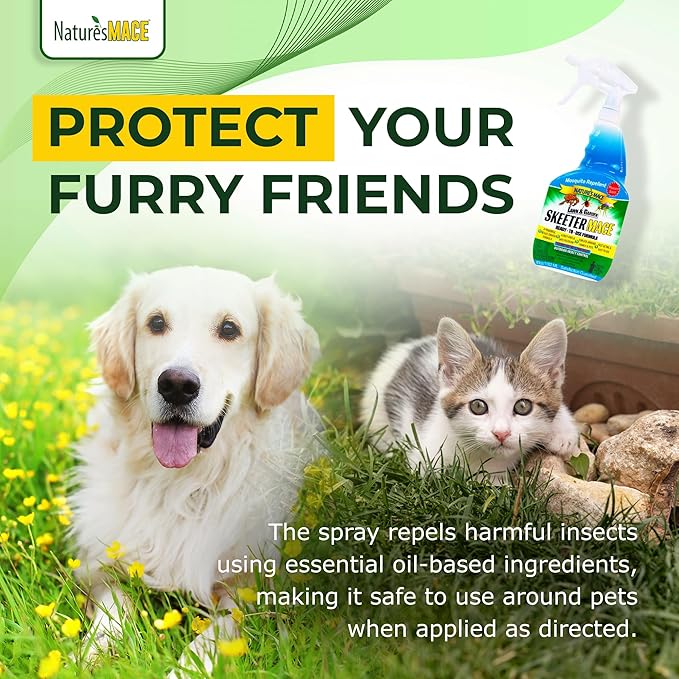Nature’s MACE Outdoor Pest Repellent Spray – Kills & Repels Multiple Insect Types – Treats Lawns, Shrubs, and Patios – Safe for Family, Pets, and Plants – Essential Oil Formula with Fresh Scent – 40oz