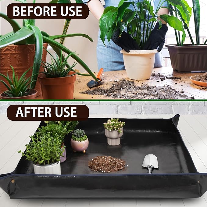 39.4" x 39.4" Large Plant Repotting Mat for Indoor Plants, Portable and Foldable Gardening mat, Waterproof Transplanting Potting Mat in Garden Outdoor