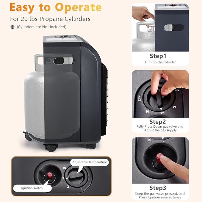 Propane Patio Heater, Portable Outdoor 18000BTU Gas Radiant Heater, LP Propane Heaters for Indoor, Shop, Garage, Outside, Camping