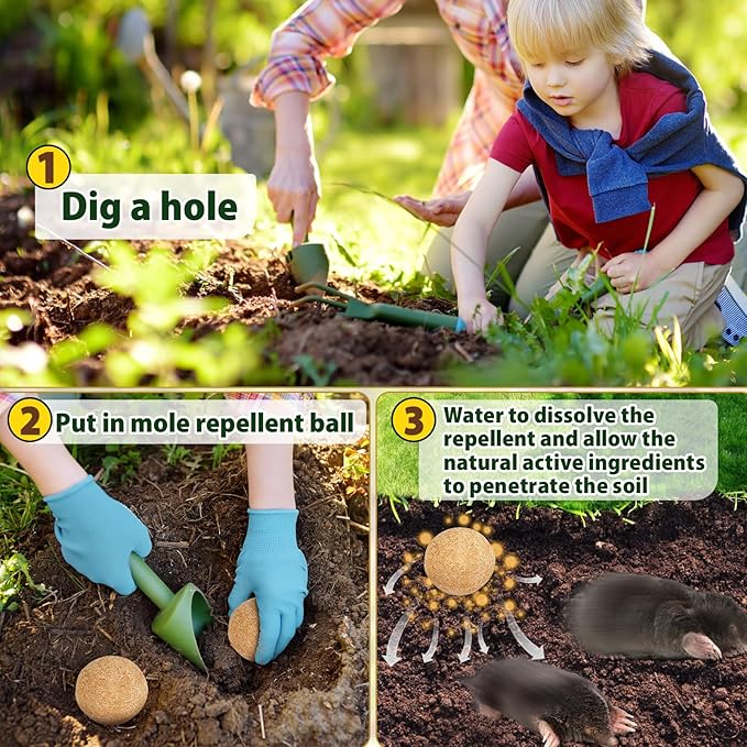 Mole Repellent Outdoor Use, Peppermint Oil to Repel Mole, Gopher, Vole Repellent, Mole Repellent for Lawn, Garden, Yard, Outdoor Use