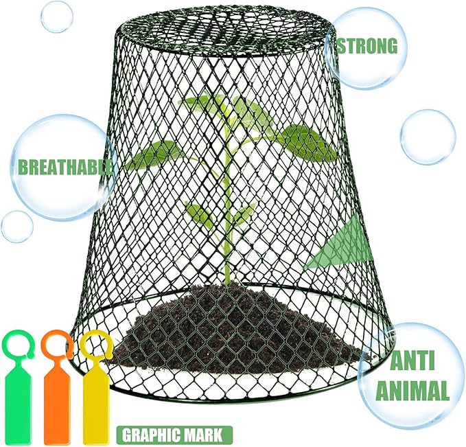 20 Pcs 8inch Chicken Wire Plant Covers,Wire Garden Cloches Chicken Wire Cloche Plant Protector Metal Heavy Duty Garden Plant Cloche for Keeping Bunnies Chicken Squirrels Birds Other Out