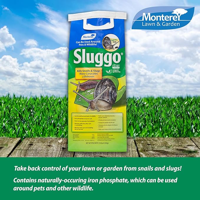 Monterey Sluggo Snail & Slug Killer Bundled with Measuring Spoon - OMRI Listed for Organic Gardening - Wildlife and Pet Friendly - 10 lb Bag