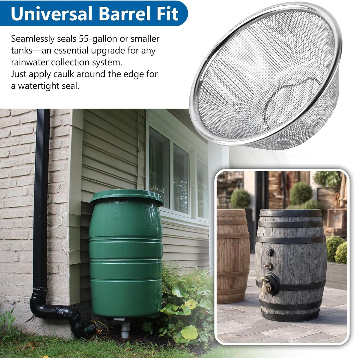 5" Rain Barrel Screen Filter with Hole Saw - Aluminum Mesh Cover DIY Kit for Rainwater Collection System (rain Barrel Diverter kit) (rain Barrel Diverter kit)