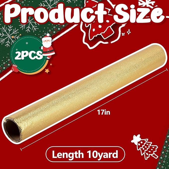 Adnee 2 Roll 10 Yard Floral Foil Plant Pot Covers,Matte Texture Christmas Plant Pot Foil,Golden Floral Pot Wrapping Paper for Christmas Home Flower Pot DIY decor