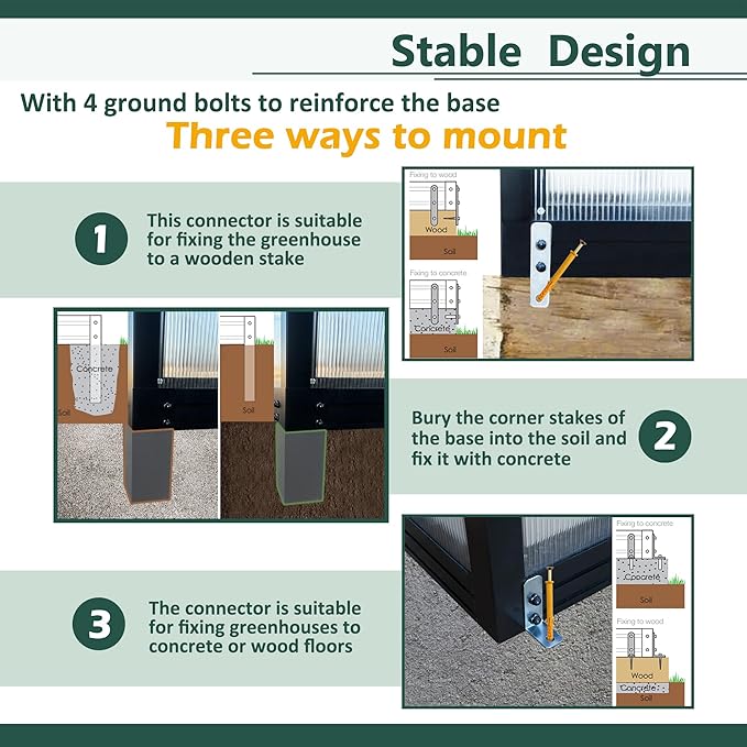 6x10 FT Greenhouses for Outdoors,Heavy Duty Polycarbonate Greenhouse,Lockable Walk-in Green House Sunroom w/ Roof Vent,Aluminum Hot House for Garden Plants Backyard Patio,Black