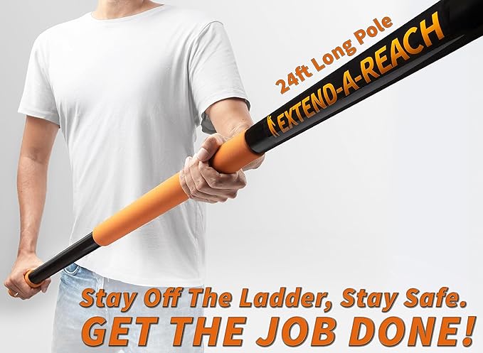 5-24 Telescoping Roof Rake 30 ft Reach // Collapsible Roof Rake for Leaves and Pine with Extension Pole // Roof Cleaning Tool for Gardening and Lawns // High Reach Adjustable Metal Leaf Raker