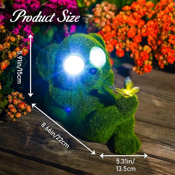 Solar Topiary Dog Garden Statue with Butterfly Garden Decor Clearance for Yard Decorations Outdoor Lawn Ornaments Porch Patio Balcony - Birthday Gifts for Grandma Mom Women