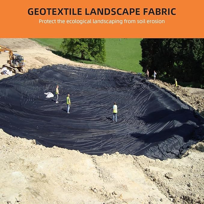 GAOMON Geotextile Landscape, 3ft x 100ft & 8oz Geotextile Fabric, PP Drainage 350N Tensile Strength & 440N Load Capacity, for Driveway & Road Stabilizationr, Erosion Control, French Drain, Black