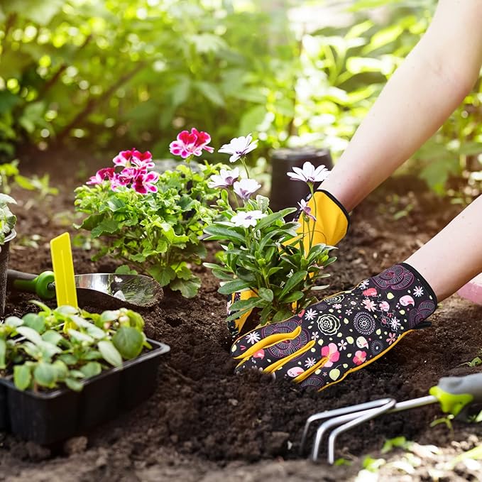 Bamllum Leather Gardening Gloves for Women - Working Gloves for Weeding, Digging, Planting, Raking and Pruning