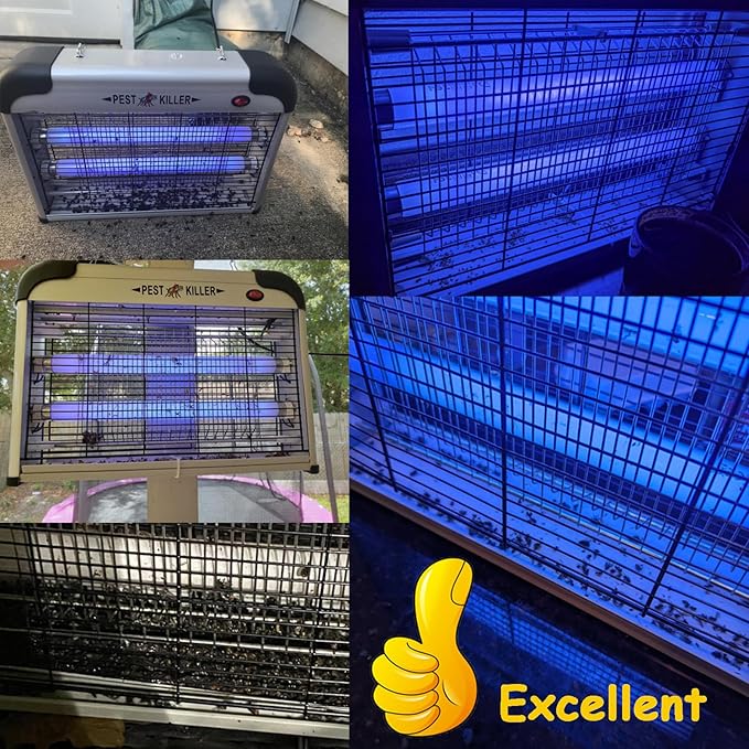 Indoor Electric Bug Zapper, 2800V Powerful Flying Insect Mosquito Killer w/ 20W Blue Light Attract, Plug-in Pest Control Machine for Moth, Fruit Fly, Fungus Gnat, Garage Bug Catcher/Eliminator/Trap