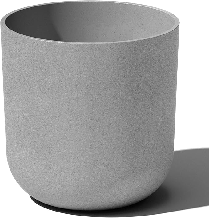 Veradek Mason Series Lima Planter - Round Planter for Indoor or Outdoor Porch/Garden | Made from Plastic-Stone Composite with Drainage Holes | Modern Décor for Succulents, Flowers, Small Plants
