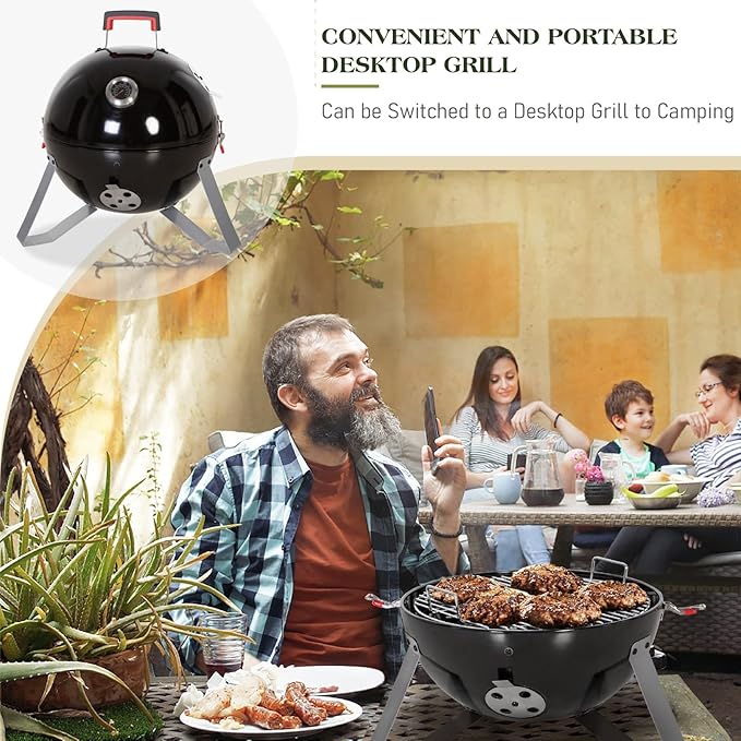 Sophia & William 18-Inch Vertical Charcoal Smokers BBQ Grills with Porcelain-Enameled Smoking Chamber & 2-Layer Smoking Shelves, Outdoor Smokers & Tabletop Grill Combo for Barbecue Camping(Black)