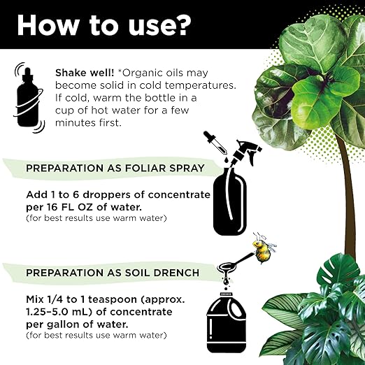 Big Leaf Energy, Neem Oil Concentrate + Essential Oils for Plants and Leaf Care - Organic, Non-GMO, Ready to Mix, Multi-Purpose Leaf Wellness (Makes 32-90 gallons)