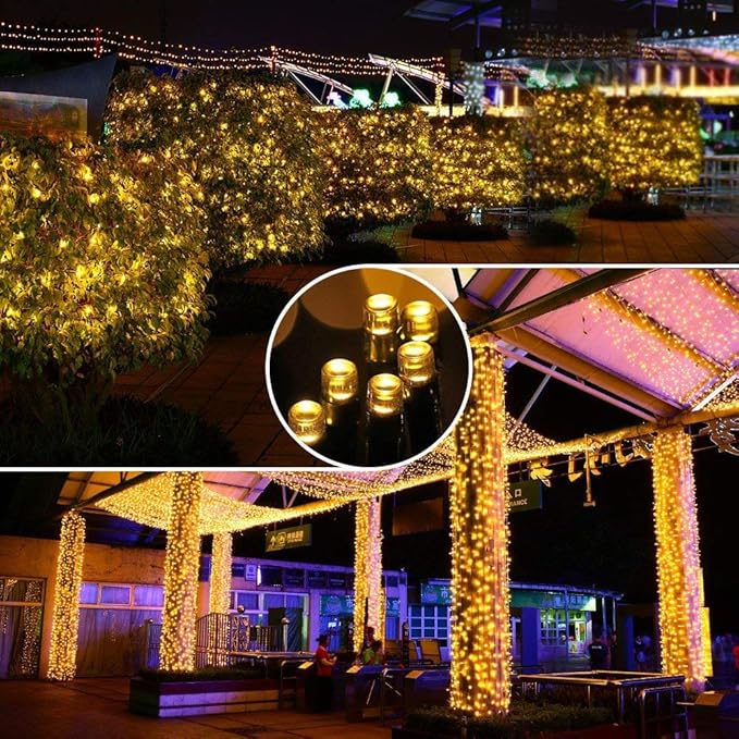 Joomer Solar Christmas Lights Outdoor, 4 Pack Total 156FT 400LED 8 Lighting Modes Solar String Lights Waterproof Fairy Tree Lights for Garden Yard Patio Christmas Decoration (Warm White)