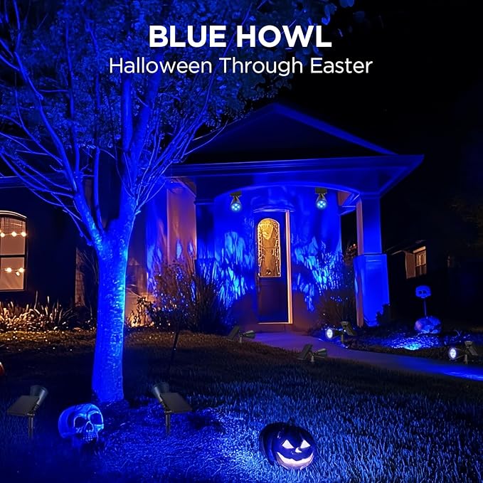 InnoGear Solar Lights Outdoor Waterproof Halloween Christmas Solar Garden Light for Outside Yard Landscape Lighting Pathway Spot Lights Spotlight Wall Light Auto On/Off, 2 Pack (Blue Light)