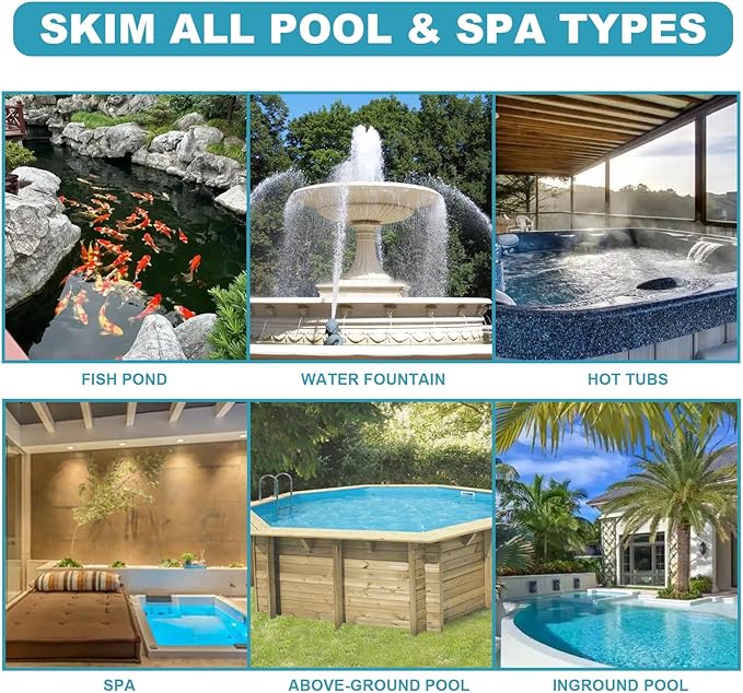 POOLWHALE 17.5" Heavy Duty Ultra Fine Mesh Pool Pollen & Sand Skimmer Rake, Aluminum Frame Deep Nylon Net, Pool Net for Above Ground & In-ground Swimming Pools (No Pole)