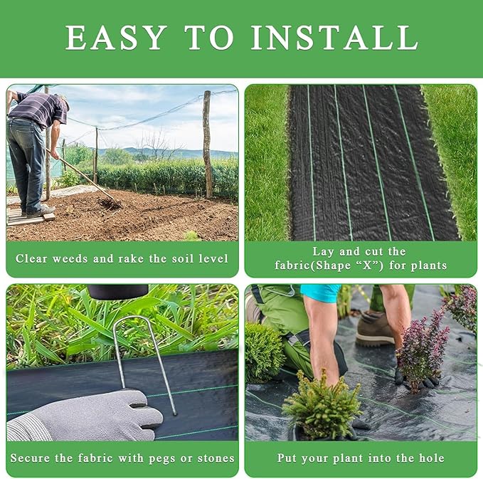 6PCS 3ftx100ft Weed Barrier Landscape Fabric Heavy Duty, Weed Gardening Ground Cover Mat, Weed Control Garden Cloth, Woven Geotextile Fabric for Underlayment, Commercial Driveway Fabric, Black