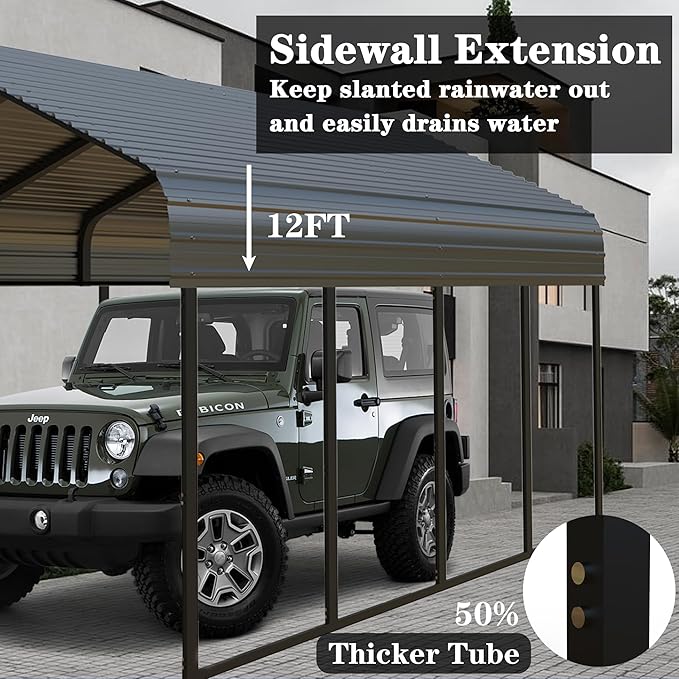 RV Metal 20x20FT Carport Canopy Heavy Duty Black Carports Kits for Garage,Aluminum Car Ports with Steel Shelter Frame Cover for 2 Car or Boats