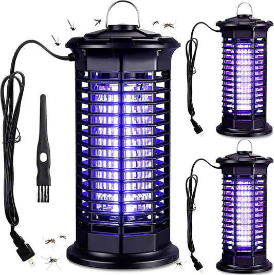3 Pieces Bug Zapper Outdoor Indoor Electric Mosquito Zappers Fly Traps Waterproof Mosquito Killer Electronic Insect Killer Catcher with Light for Home, Garden, Backyard, Camping, Patio, Room