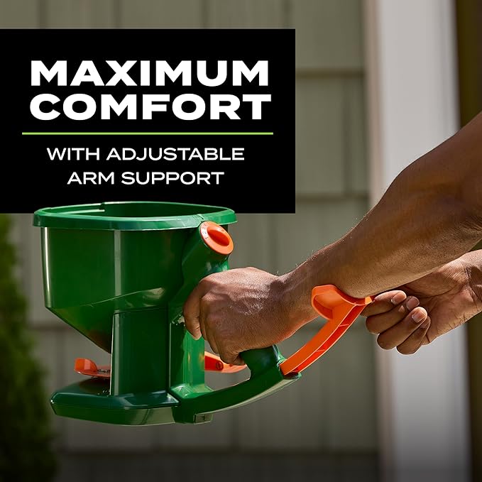 Scotts Whirl Hand-Powered Spreader for Grass Seed, Fertilizer, Salt, Ice Melt, Handheld Spreader Holds up to 1,500 sq. ft. Product