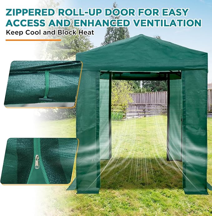 EAGLE PEAK Replacement Mesh Cover for 8x6 Portable Walk-in Pop up Greenhouse, Front and Rear Zippered Entry Doors (Frame Not Included), Green