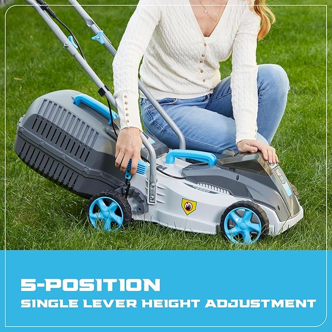13“ Cordless Lawn Mower, 13 Inch Lightweight Lawn Mower, 40V Lithium-ion Lawnmower w/Brushless Motor, 5 Cutting Heights Adjustable -Low Noise 2 in 1 Push Mower with 2.0ah Battery & Charger