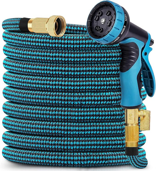 Expandable Garden Hose 75 ft, 2025 New No Kink Flexible Water Hose 75ft with 10 Pattern Spray Nozzle, Extra Strong Brass Connectors, Reinforced Expanding Latex Core, Ultra Lightweight & Collapsible