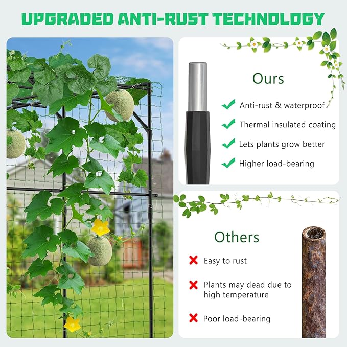 DoCred Tall Garden Arch Trellis for Climbing Plants, 79in Tall Metal Plant Support Trellis Archway for Climbing Vine Vegetable/Fruit/Flower Outdoor Yard Lawn Garden Arch Tunnel Trellis