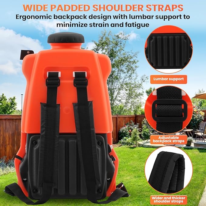 Battery Powered Backpack Sprayer 5.4 Gallon,Adjustable Wheeled Cart, 0-94 PSI,6 Hours Long Battery Life,12V 8Ah Battery,Backpack Sprayer with 4 Nozzles for Weeding, Spraying, Cleaning