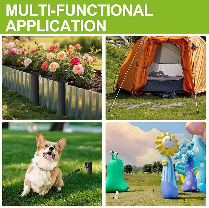 30Pcs Metal Landscape Edging Stakes,10-Inch Heavy Duty Galvanized Steel Lawn Edging Spikes,Anti-Rust Garden Stakes for Securing Plastic, Metal & Rubber Landscape Borders