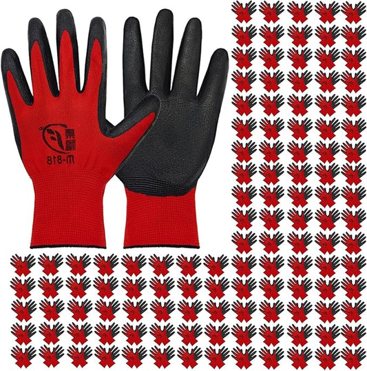 120 Pairs Gardening Work Gloves Bulk for Men Women, Breathable Nitrile Rubber Coated Garden Gloves Dipped Gripping Outdoor Working Gloves for Construction, Gardening, 9.1 Inch