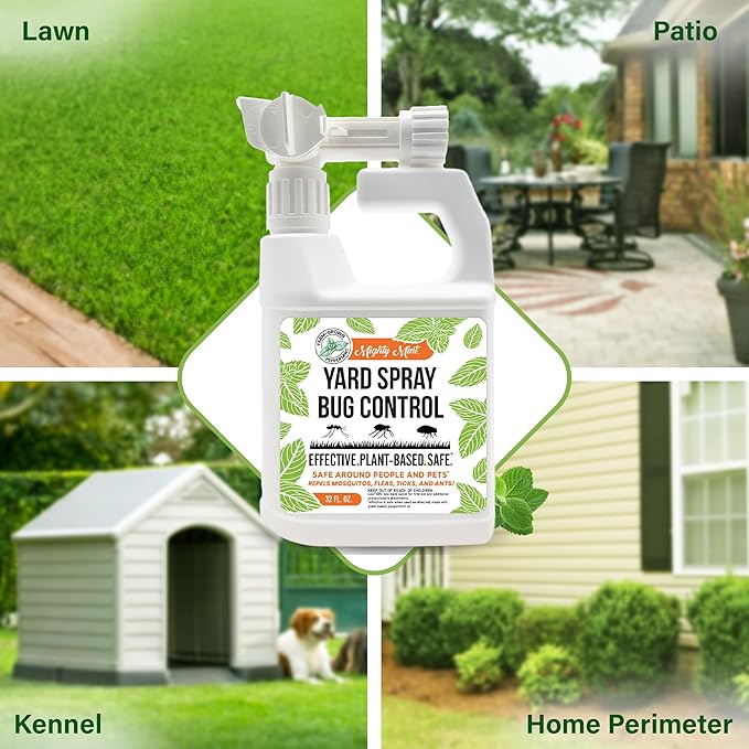 Mighty Mint Peppermint Oil Lawn & Yard Bug Control Spray – Natural Outdoor Pest Repellent for Fleas, Ticks, Mosquitoes, Ants, and More – Plant-Based, Extra-Strength Formula – 32 oz