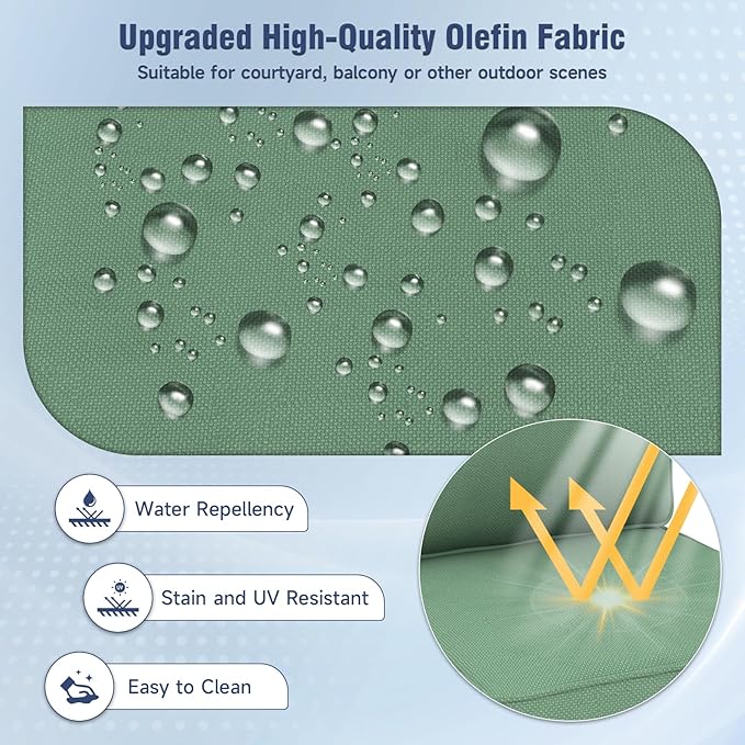 Outdoor Chair Cushions 23" x 24" x 4", Patio Deep Seat Replacement Cushions Set with Zippered Removable Cover, Weather-Resistant Olefin Fabric for Garden Chair Sofa Couch, Set of 6, Green