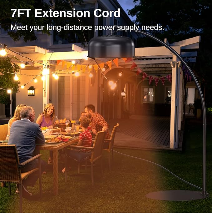 EAST OAK Patio Heater 3000W, Commercial Arch Outdoor Heater 3 Heat Settings, Tip-over & Overheat Protection, Instant Heat Electric Heater for Restaurant, Patio, Backyard, Garage, 240V Black