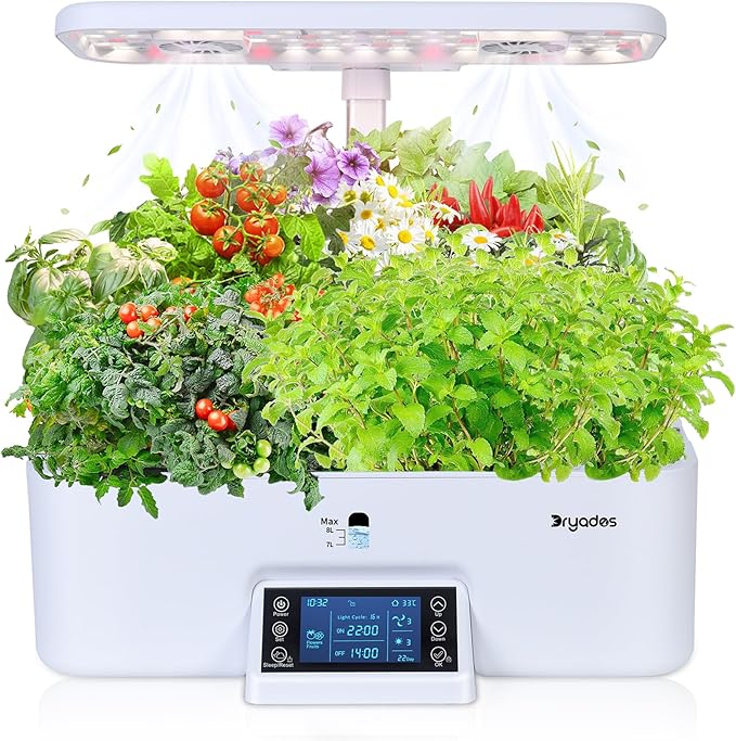 Indoor Gardening 17 Pods Hydroponics Growing System Kit Smart Lighting Setting, Herb Garden Planter with Full Spectrum Grow Light Provides Year Round Harvest - White