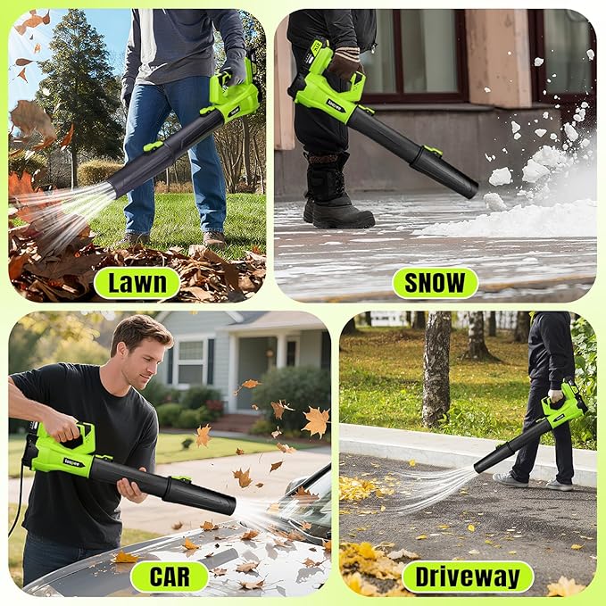 Leaf Blower Cordless,Brushless Electric Leaf Blower with 2 x 4.0Ah Battery Powered and Fast Charger, 680 CFM Cordless Blowers for Lawn Care and Dust,Snow,6 Speed Control