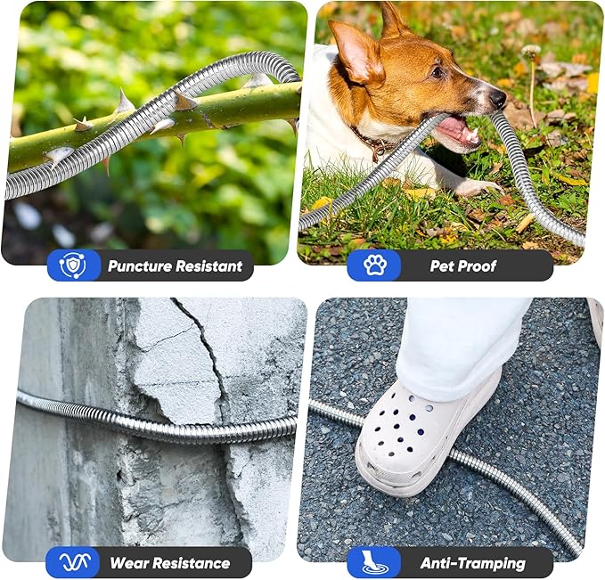 Garden Hose 75 ft, Stainless Steel Metal Water Hose with Adjustable 10-Mode Spray Nozzle, Lightweight Hose, No Kink, Leak-proof, Puncture Resistant for Yard, Outhood, RV